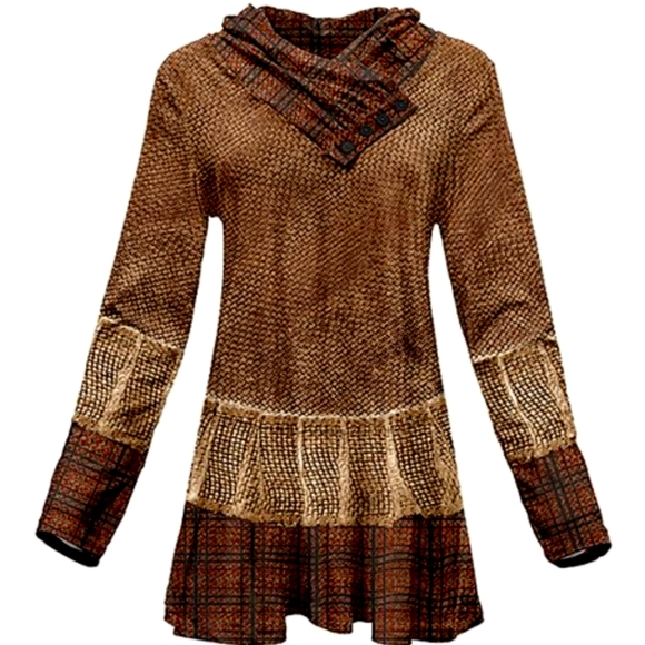 Lily Tops - Lily shawl neck long sleeve tunic top sz XL *F